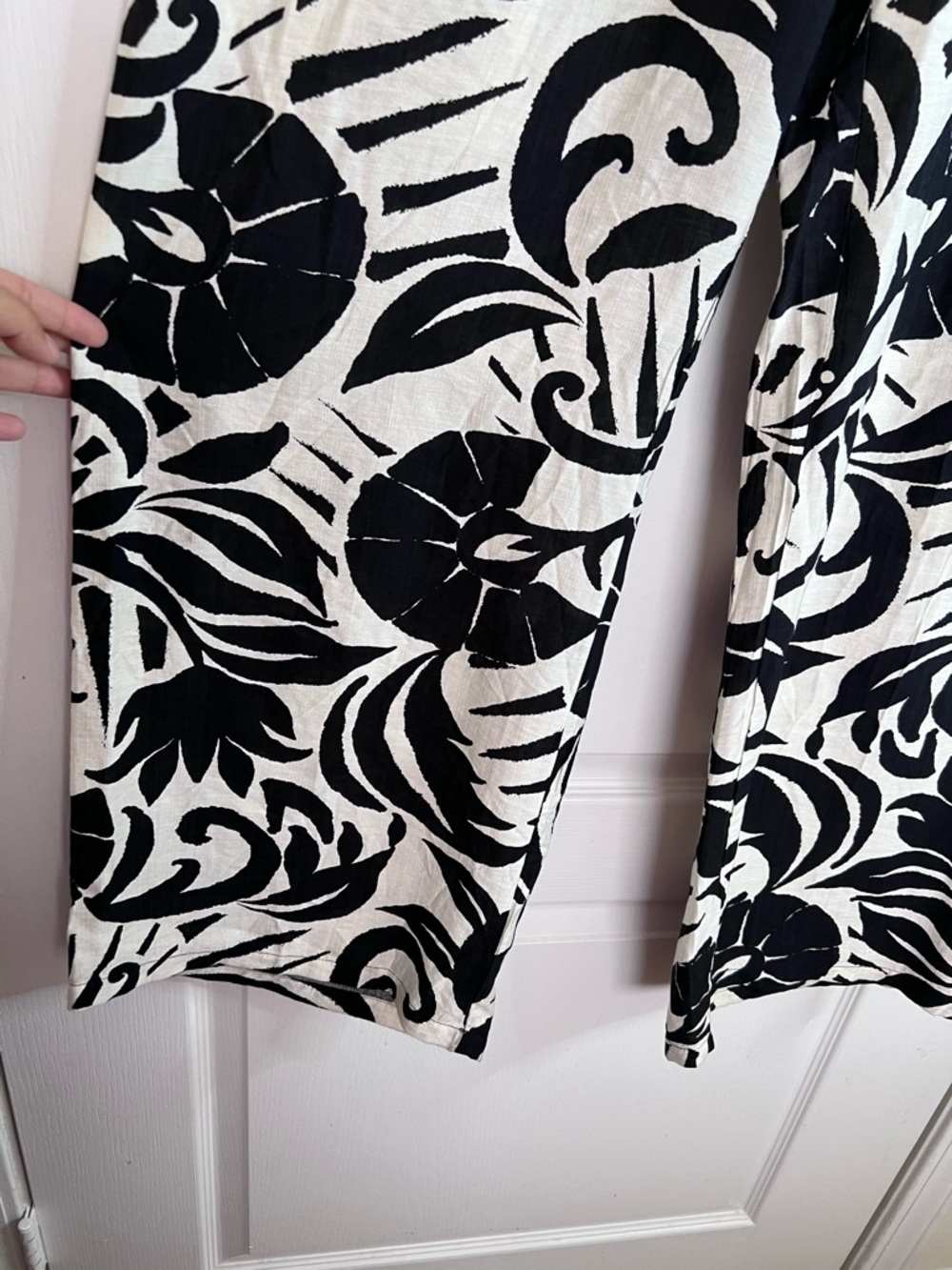 Peach Wide Leg floral elastic Waist Pants size L - Picture 9 of 10